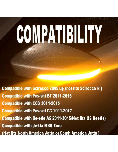 Luces de Señal de Giro LED QKLsudua para VW 2pcs Amarillo