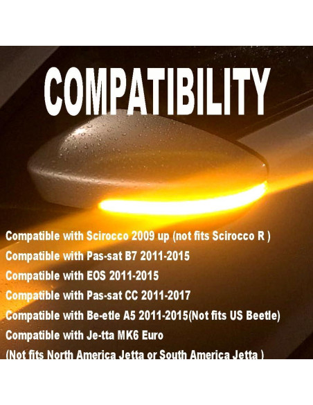 Luces de Señal de Giro LED QKLsudua para VW 2pcs Amarillo