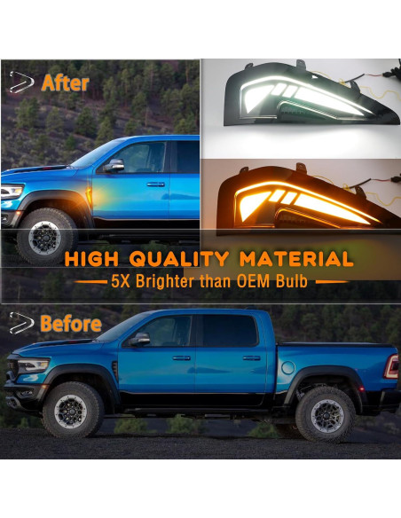 Kit de Lámparas LED de Señal de Giro Ámbar ZDEERAOTO para Dodge RAM TRX 2021-2024