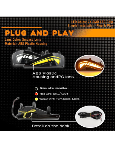 Kit de Lámparas LED de Señal de Giro Ámbar ZDEERAOTO para Dodge RAM TRX 2021-2024