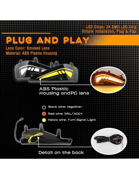 Kit de Lámparas LED de Señal de Giro Ámbar ZDEERAOTO para Dodge RAM TRX 2021-2024