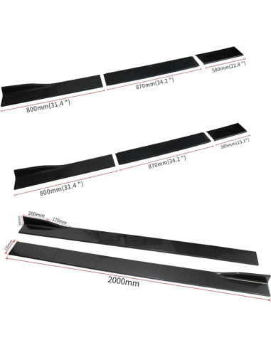 Faldón Lateral Universal ORIVIN 2m Negro para Automóvil