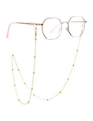 Cadena para Gafas de Mujer Oro con Cuentas Decorativas