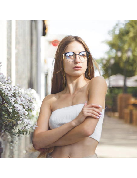 Cadena para Gafas de Mujer Oro con Cuentas Decorativas