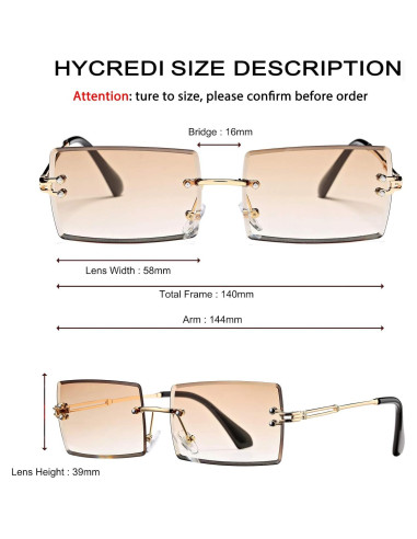 Gafas de Sol Rectangulares UV400 Metal D2 Tés 58mm