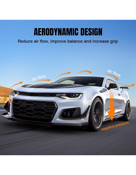 Spoiler Labio Parachoques Frontal MODILOVER 3 Piezas 157-167 cm