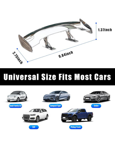 Ala Mini Spoiler de Coche Augeny Plata 25x7x3.5cm ABS