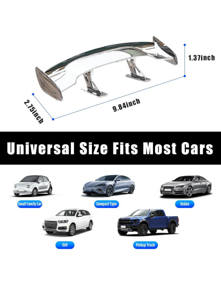 Ala Mini Spoiler de Coche Augeny Plata 25x7x3.5cm ABS