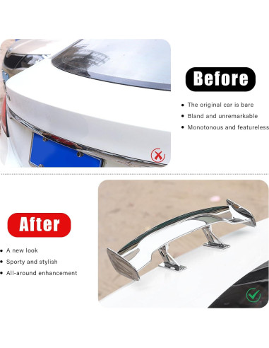 Ala Mini Spoiler de Coche Augeny Plata 25x7x3.5cm ABS