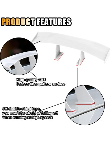 Alerón Mini Universal SMILFUY para Auto 16.66x4cm Blanco