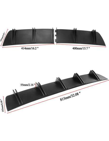 Difusor de Parachoques Trasero Shkalacar Fibra de Carbono 81.5x16.5cm