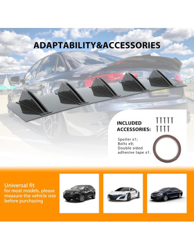 Difusor de Labio de Parachoques Trasero Universal DEERMOTO 80 cm Fibra de Carbono