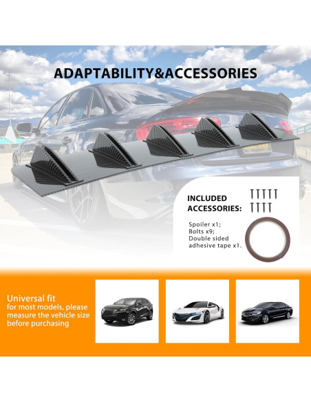 Difusor de Labio de Parachoques Trasero Universal DEERMOTO 80 cm Fibra de Carbono