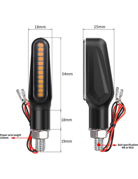 Indicadores de Giro LED Ámbar BlyilyB para Motocicleta - Paquete de 2