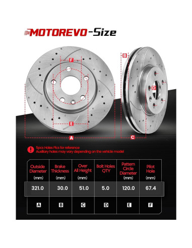 Kit de Freno Delantero Motorevo para Chevrolet Camaro 2010-2015
