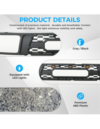 Parrilla Delantera Toyota 4Runner 1992-1995 con 3 Luces LED