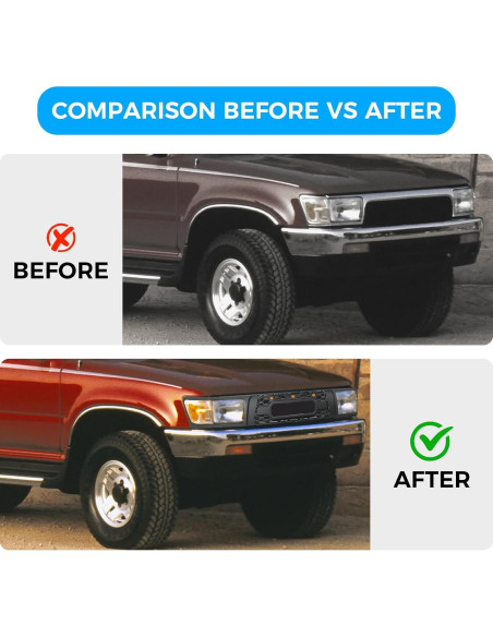 Parrilla Delantera Toyota 4Runner 1992-1995 con 3 Luces LED