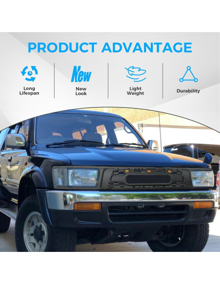 Parrilla Delantera Toyota 4Runner 1992-1995 con 3 Luces LED