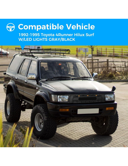 Parrilla Delantera Toyota 4Runner 1992-1995 con 3 Luces LED
