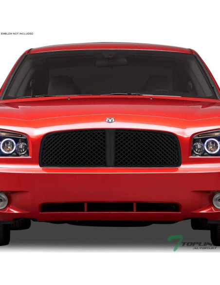 Rejilla delantera malla negra brillante Topline para Dodge Charger 05-10
