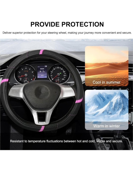Funda de Volante de Coche JNXIJ 38.1 cm Antideslizante Rosa