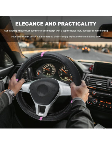 Funda de Volante de Coche JNXIJ 38.1 cm Antideslizante Rosa