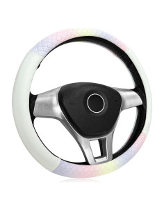 Funda de Volante YTFRL 38 cm Cuero Antideslizante Blanco y Rosa