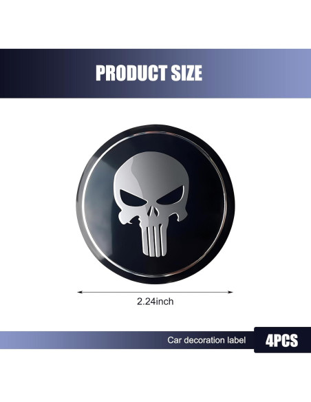 Kit de 4 Calcomanías de Tapa Central de Rueda Jewkot Negro