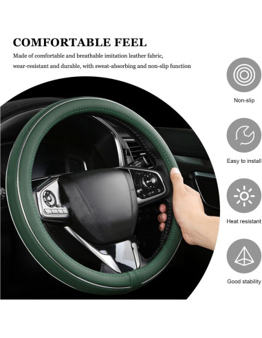 Funda de Volante YTFRL 15 Pulgadas Antideslizante Verde