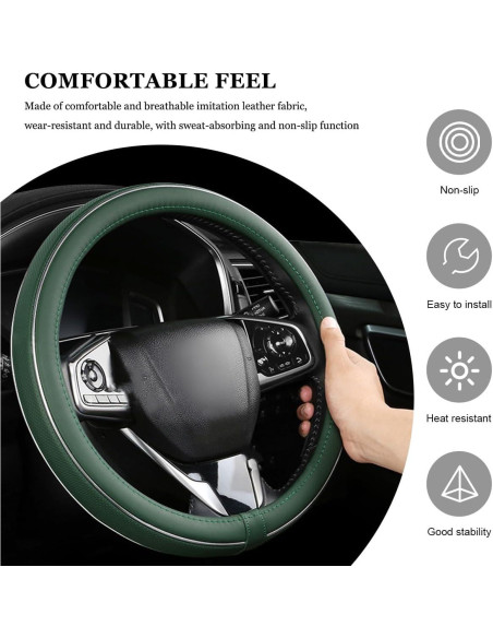 Funda de Volante YTFRL 15 Pulgadas Antideslizante Verde