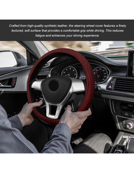 Funda de Volante de Coche Sbulhia Antideslizante 36.8-40.6 cm Rojo Vino