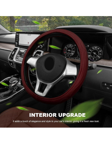 Funda de Volante de Coche Sbulhia Antideslizante 36.8-40.6 cm Rojo Vino