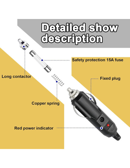 Enchufe Macho de Encendedor de Cigarrillos Gasedin 12V 2PCS