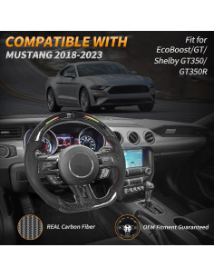 Volante de fibra de carbono LFEVOCSI para Mustang 2018-2023 con LED 2