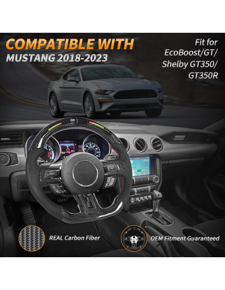 Volante de fibra de carbono LFEVOCSI para Mustang 2018-2023 con LED