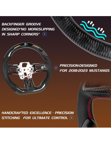 Volante de fibra de carbono LFEVOCSI para Mustang 2018-2023 con LED