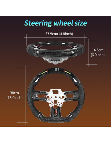 Volante de fibra de carbono LFEVOCSI para Mustang 2018-2023 con LED