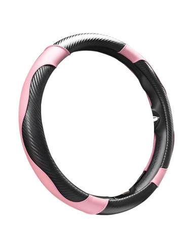 Cubierta de Volante de Coche JNXIJ 38.1 cm Cuero Negro y Rosa