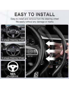 Funda de Volante UREHEPO de Fibra de Carbono Antideslizante 2