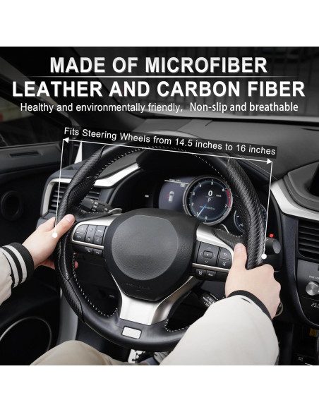 Funda de Volante UREHEPO de Fibra de Carbono Antideslizante