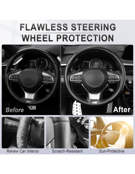 Funda de Volante UREHEPO de Fibra de Carbono Antideslizante