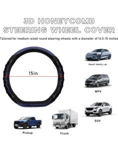 Funda de Volante de Coche Yourkar 38.1 cm Antideslizante Azul 2