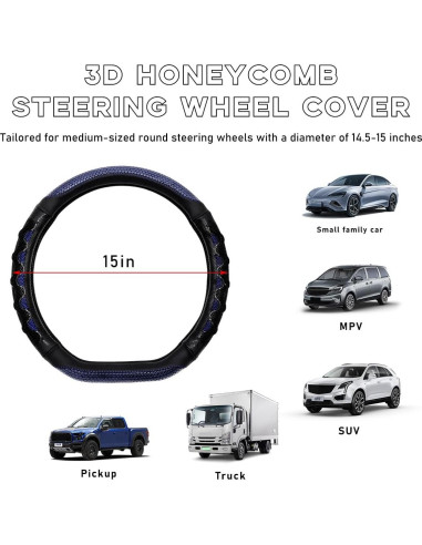 Funda de Volante de Coche Yourkar 38.1 cm Antideslizante Azul