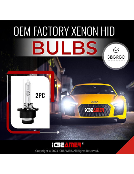 Bombilla Xenón HID ICBEAMER D4S D4R 6000K 3580 Lúmenes
