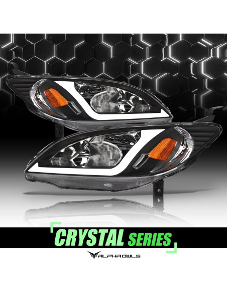 Faros de Cristal Alpha Owls 8711958 con LED para Honda Civic 2004-2005
