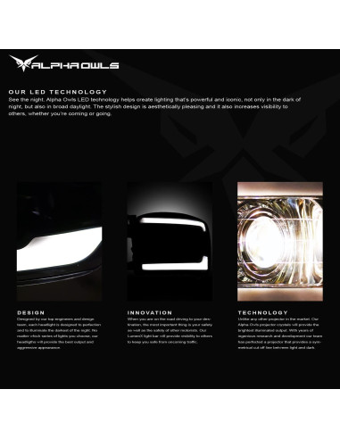 Faros de Cristal Alpha Owls 8711958 con LED para Honda Civic 2004-2005