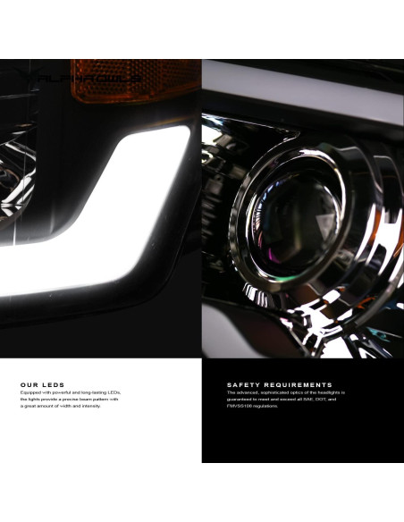 Faros de Cristal Alpha Owls 8711958 con LED para Honda Civic 2004-2005