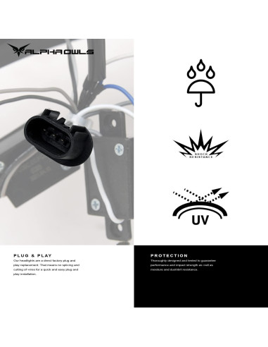 Faros de Cristal Alpha Owls 8711958 con LED para Honda Civic 2004-2005