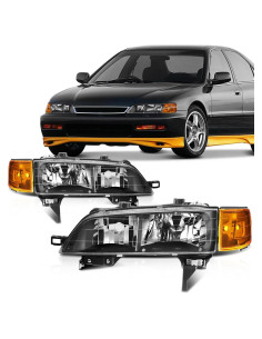 Faros SCITOO para Honda Accord 1994-1997, Carcasa Negra, Lente Clara