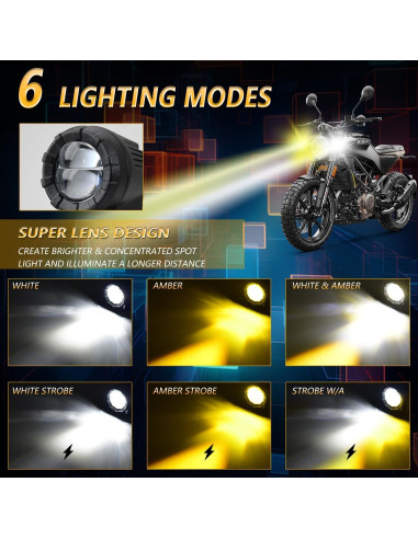 Luces de Niebla LED AUOKAY SK2 60W Ámbar/Blanco Impermeables